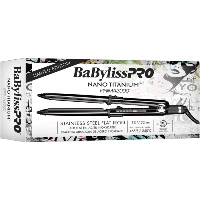 Babylisspro Limited Edition Nano Titanium Prima 3000 Stainless Steel Flat Iron Black 1¼" #Bntbk3000Tuc