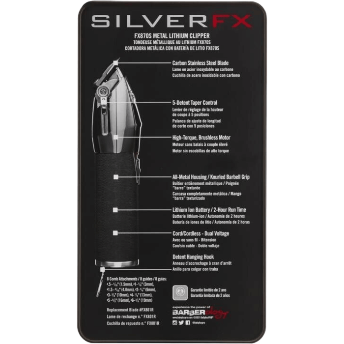 Babylisspro Barberology Silverfx Clipper (Silver) #Fx870S