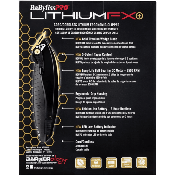 Babylisspro Lithiumfx+ Cord/Cordless Lithium Ergonomic Clipper #Fx673N