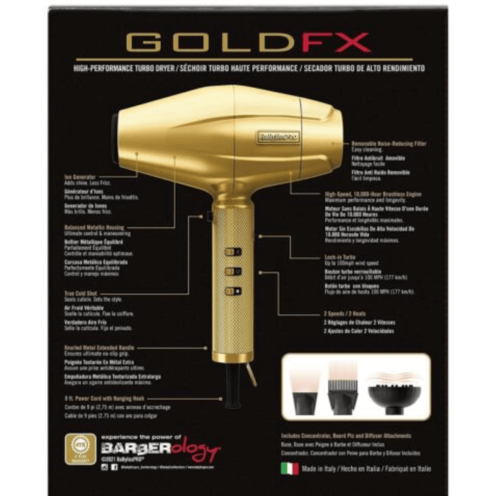 Babylisspro Goldfx 1875 Watt Hair Blow Dryer Gold #Fxbdg1