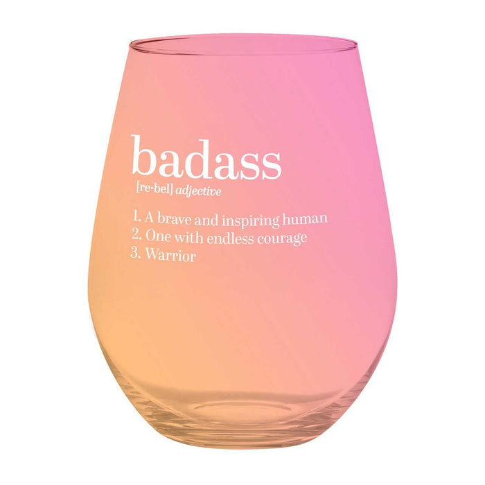 The Bullish Store - Badass Jumbo Stemless Wine Glass In Orange Pink Ombre | 30 Oz. | Holds An Entire Bottle Of Wine