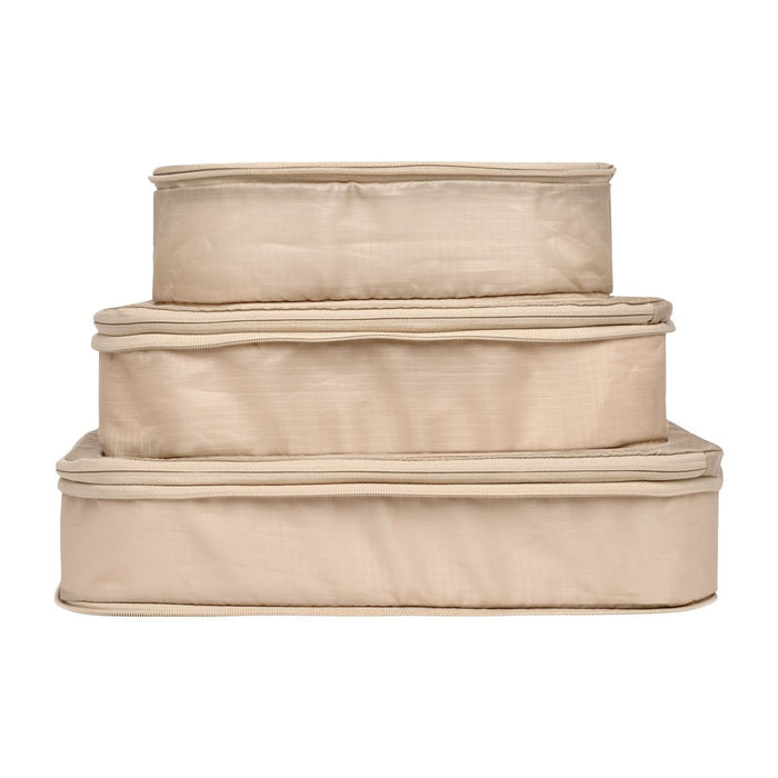 Bag-All - Re-Cycled And Reinforced Nylon Compression Packing Cubes, 3-Pack Taupe