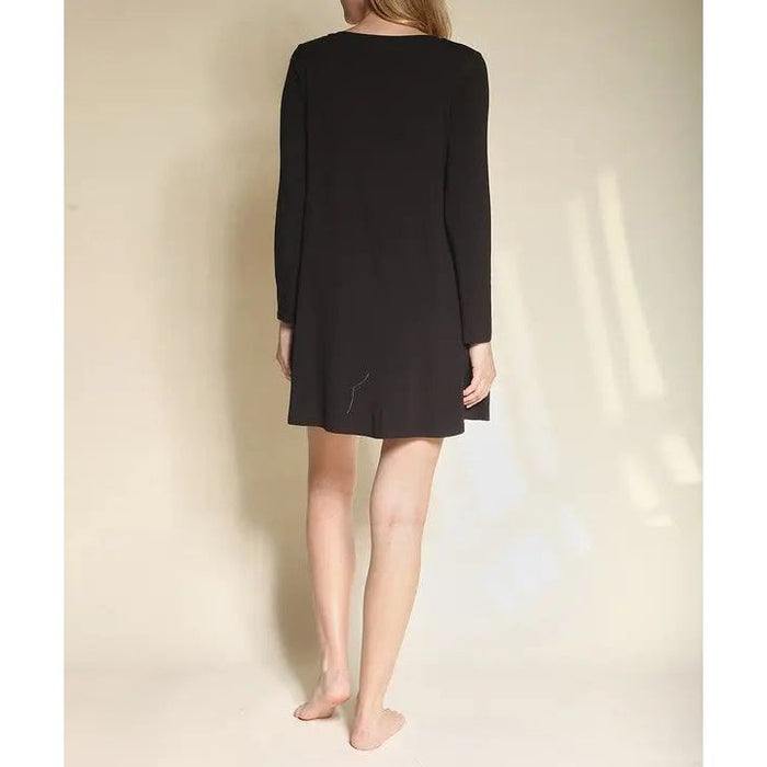 Bamboo Casual long sleeve V neck dress New