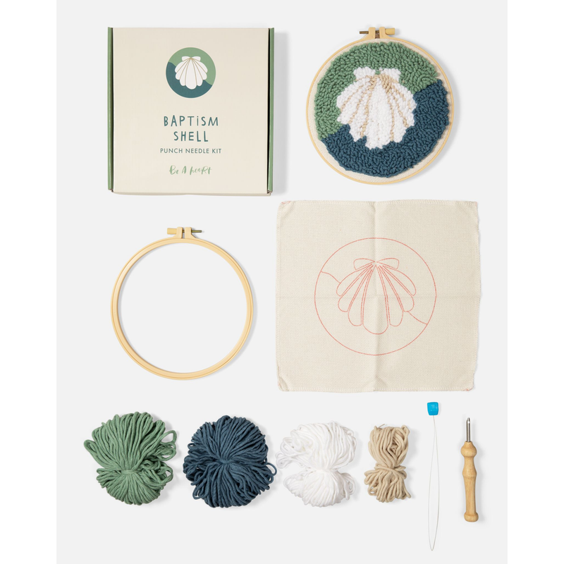 Be A Heart Baptism Shell Punch Needle Kit Punch Needle Kit White Smoke