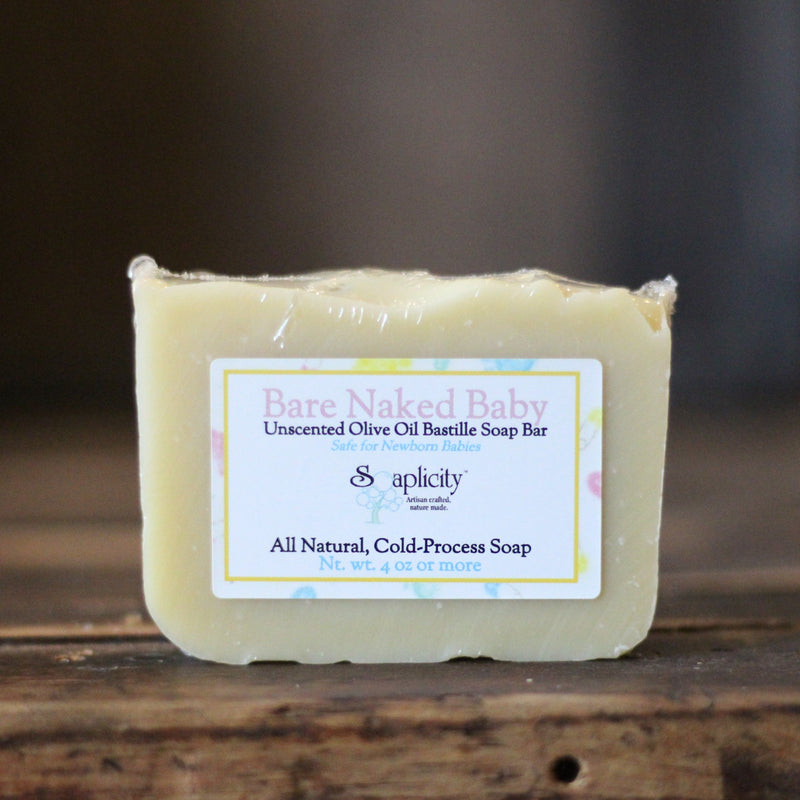 Soaplicity Bare Naked Baby - All-Natural, Unscented Bastille Soap Soap Bar