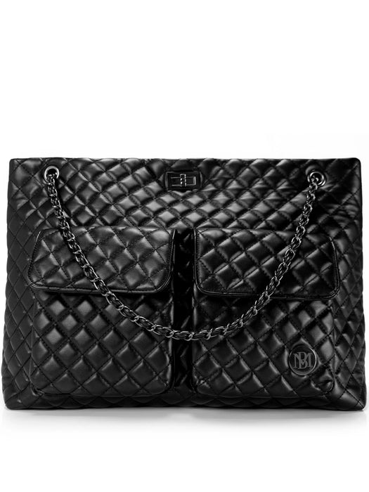 Diana Quilted Vegan Leather Weekender Tote Bag