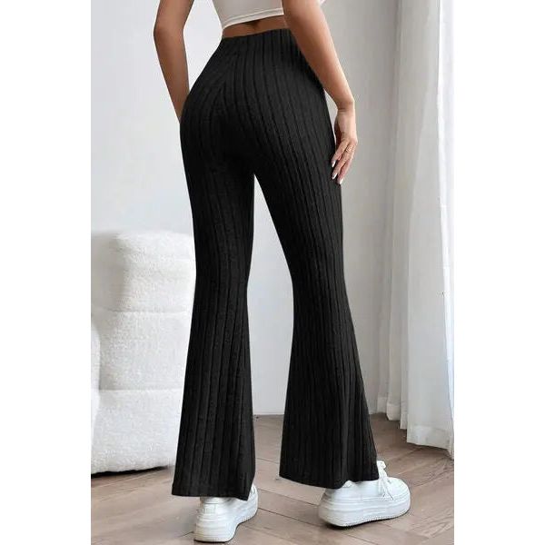 Ribbed High Waist Flare Pants