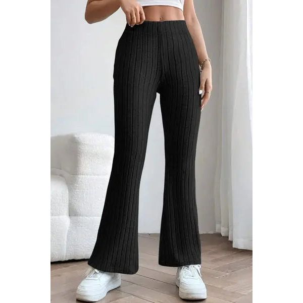 Ribbed High Waist Flare Pants