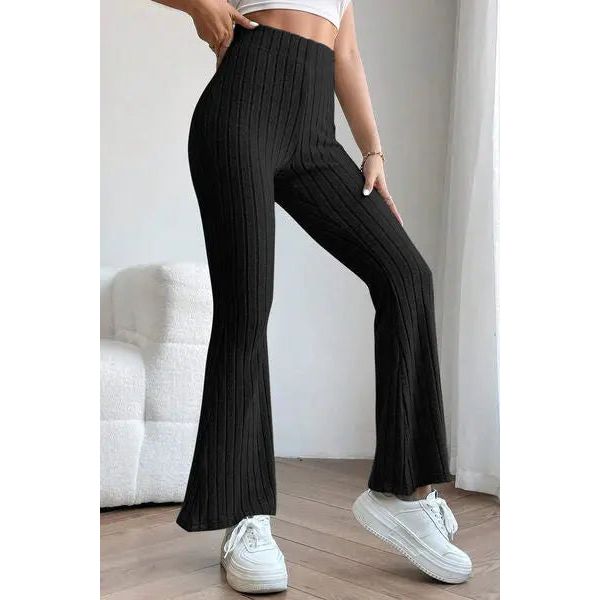 Ribbed High Waist Flare Pants