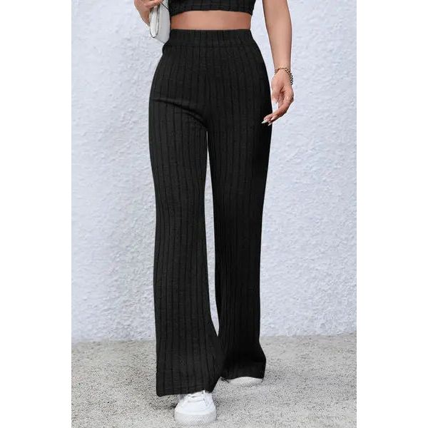 Ribbed High Waist Flare Pants