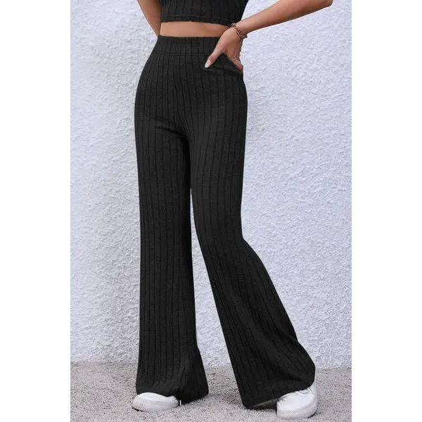 Ribbed High Waist Flare Pants