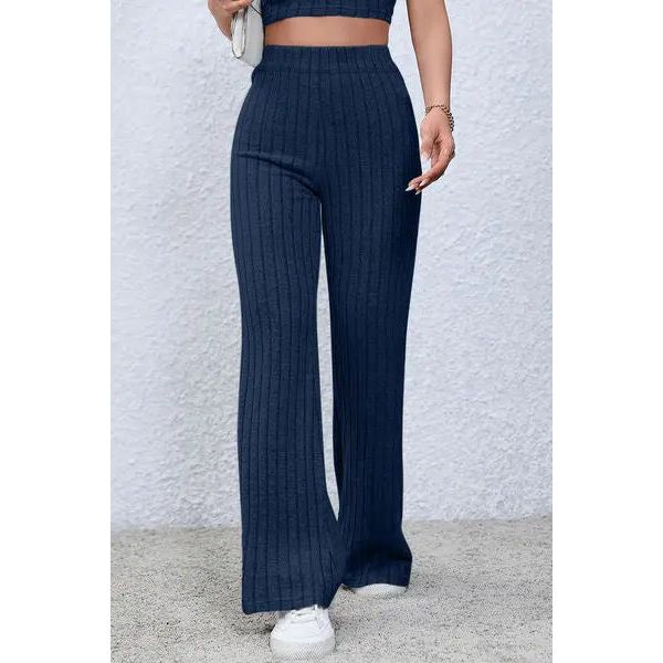 Ribbed High Waist Flare Pants