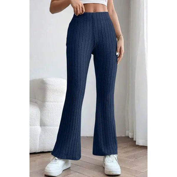 Ribbed High Waist Flare Pants