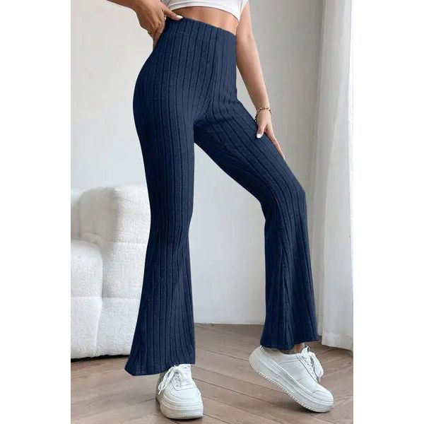 Ribbed High Waist Flare Pants