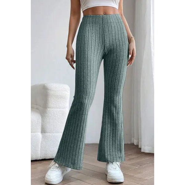 Ribbed High Waist Flare Pants