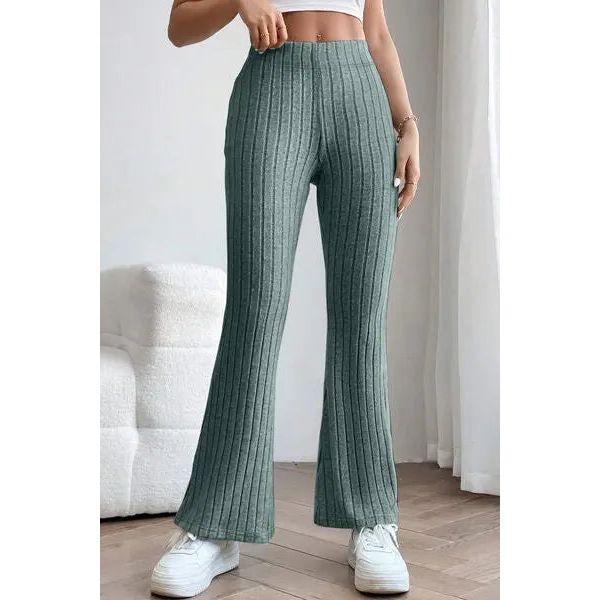 Ribbed High Waist Flare Pants