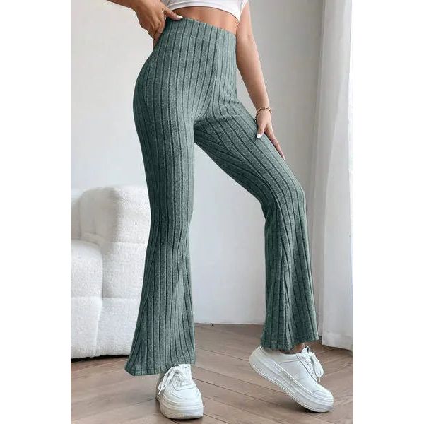 Ribbed High Waist Flare Pants