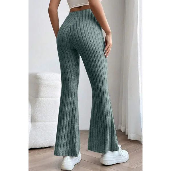 Ribbed High Waist Flare Pants