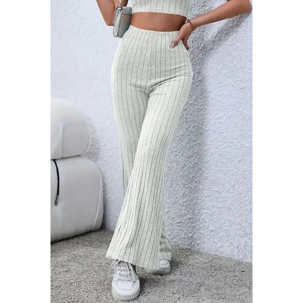 Ribbed High Waist Flare Pants