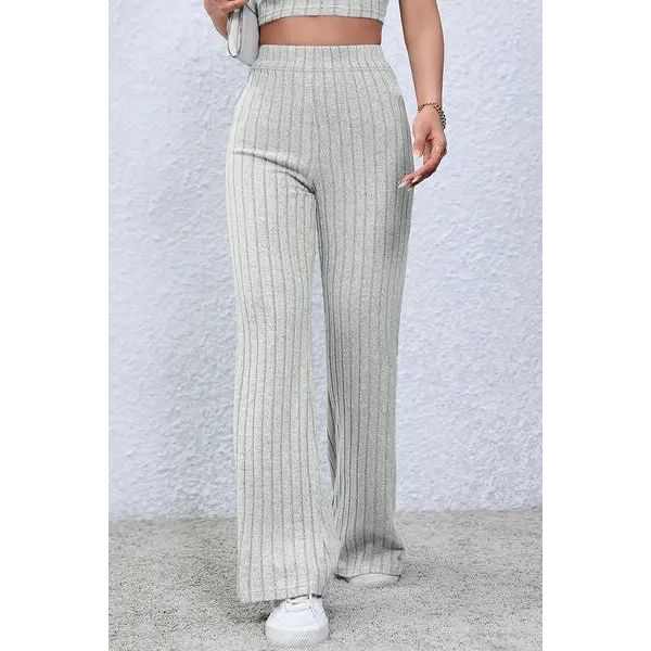 Ribbed High Waist Flare Pants