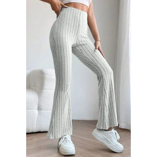 Ribbed High Waist Flare Pants