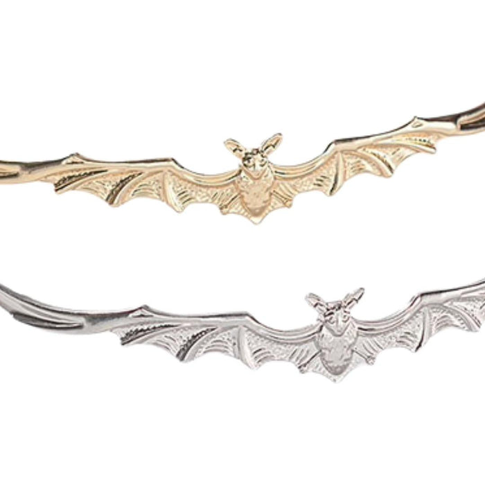 The Bullish Store - Bat Power Headband Tiara In Silver Or Gold | Spooky Headwear Accessory | Halloween, Goth Hairpiece