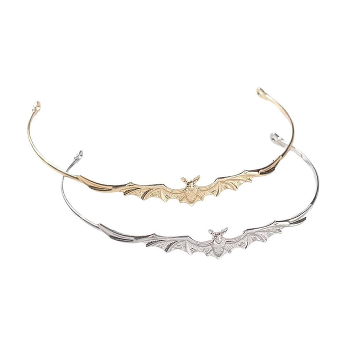 The Bullish Store - Bat Power Headband Tiara In Silver Or Gold | Spooky Headwear Accessory | Halloween, Goth Hairpiece