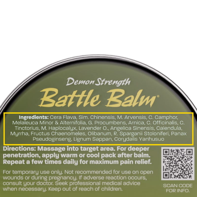 Battle Balm® Battle Balm® - Demon Strength All Natural & Organic Pain Relief Cream Topical analgesic, pain relief ointment, muscle rub