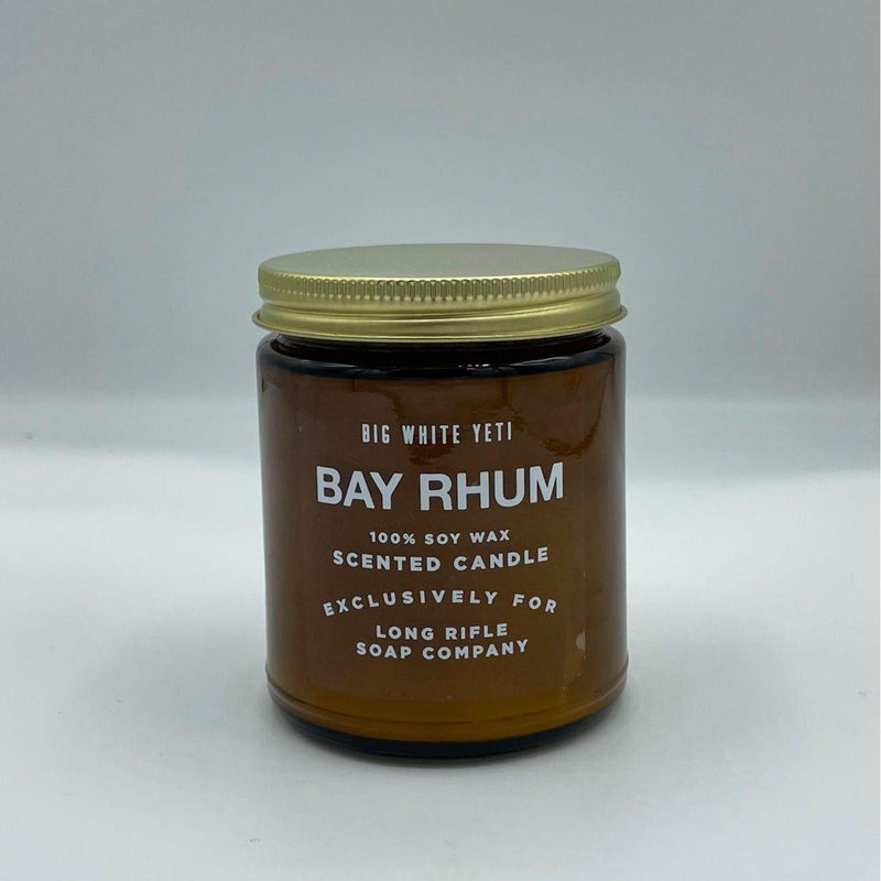 Long Rifle Soap Co. Bay Rhum Candle by Big White Yeti | 9 oz Amber Jar Candle