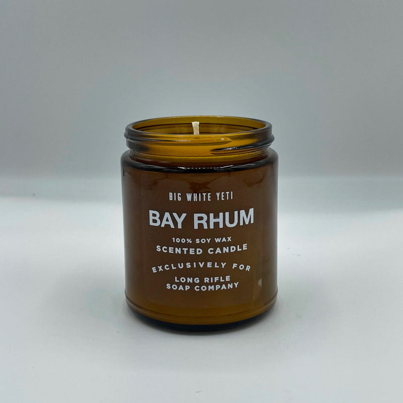 Long Rifle Soap Co. Bay Rhum Candle by Big White Yeti | 9 oz Amber Jar Candle