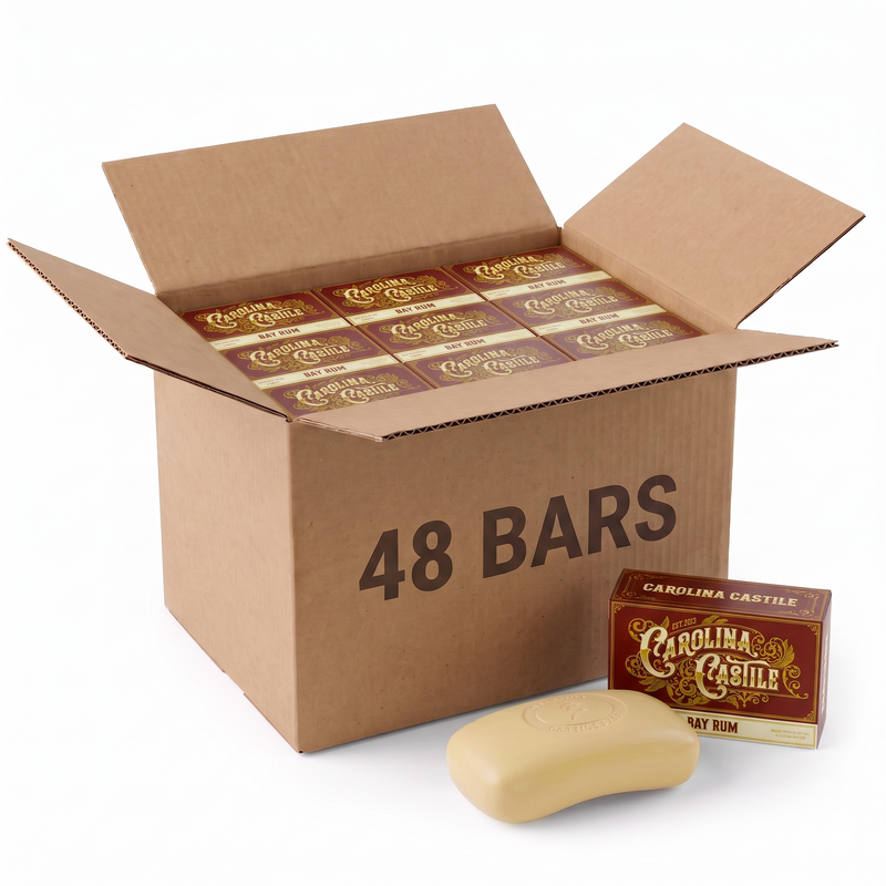 Carolina Castile Soap Bay Rum Castile Bar Soap White Smoke Case of 48 Bars