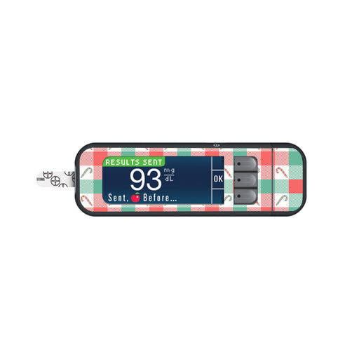 Peelz Peppermint Plaid Bayer Contour Next Glucometer Sticker - Pump Peelz Peelz/Stickers