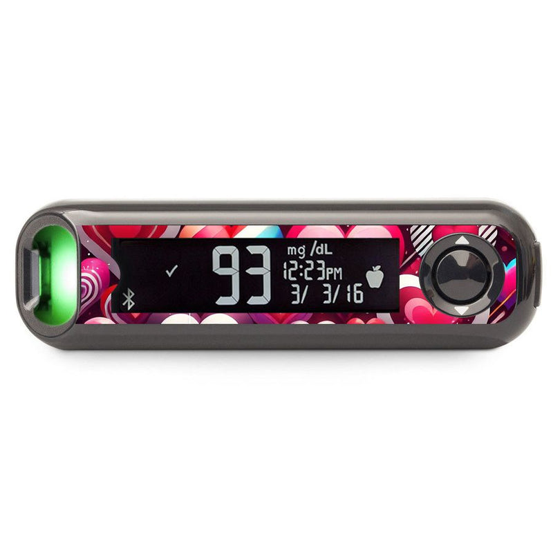 Peelz Sparkly Hearts Bayer Contour© Next One Glucometer Peelz/Stickers