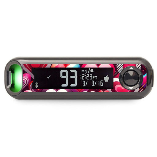 Peelz Sparkly Hearts Bayer Contour© Next One Glucometer Peelz/Stickers