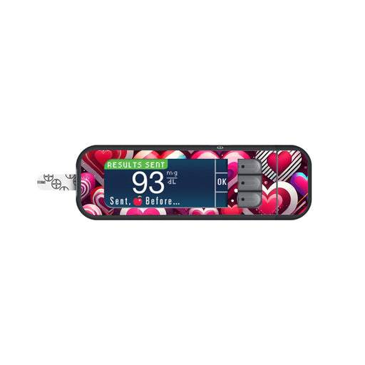 Peelz Sparkly Hearts Sticker for Bayer Contour Next Glucometer Peelz/Stickers