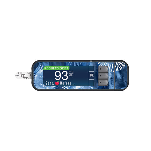 Peelz Monochrome Blue Tie Dye Sticker for Bayer Contour Next Glucometer Peelz/Stickers