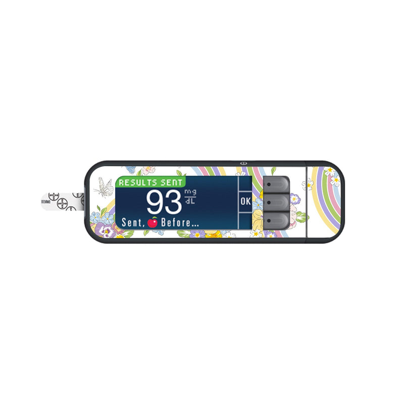 Peelz Rainbow Blooms Sticker for Bayer Contour Next Glucometer Peelz/Stickers