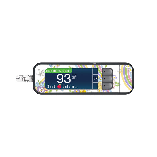 Peelz Rainbow Blooms Sticker for Bayer Contour Next Glucometer Peelz/Stickers