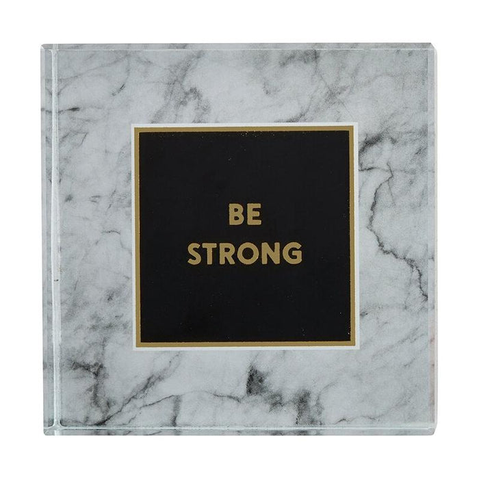 The Bullish Store - Be Strong 3"X3" Paperweight In Marble