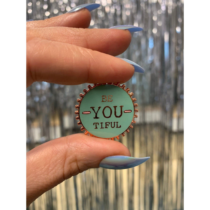 The Bullish Store - Be You Ti Ful Bottle Cap Style Enamel Pin On Gift Card