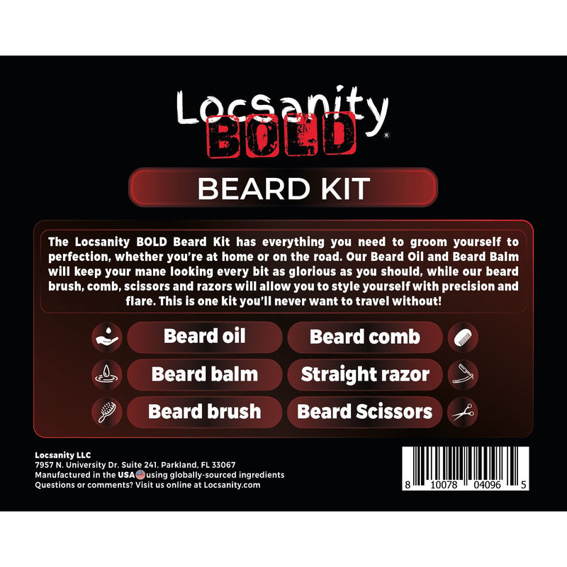 Locsanity Locsanity BOLD Beard Kit, Beard Growth Kit, Beard Grooming Kit, Growth Oil, Balm Conditioner, Brush, Comb, Mustache Scissor, Storage Bag, Beard Care & Trimming Trimmer Kit, Gifts for Men Him Tools & Kits