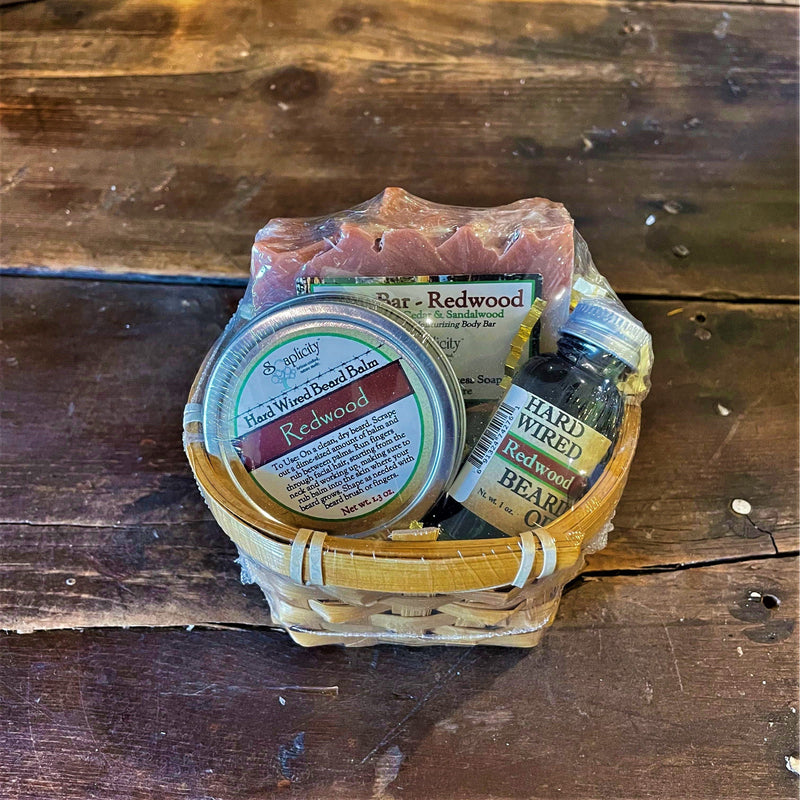 Soaplicity Bearded Trio Gift Set with Hard Wired Beard Oil, Balm, & Body Soap Bar Bundles