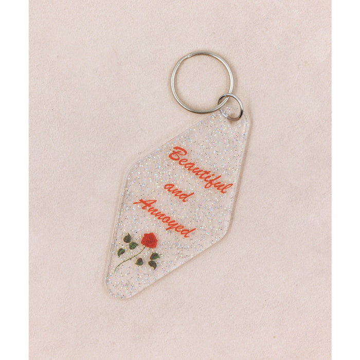 The Bullish Store - Beautiful And Annoyed Motel Style Key Tag Keychain In Transparent Glitter