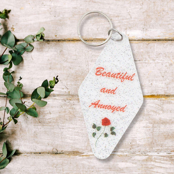 The Bullish Store - Beautiful And Annoyed Motel Style Key Tag Keychain In Transparent Glitter