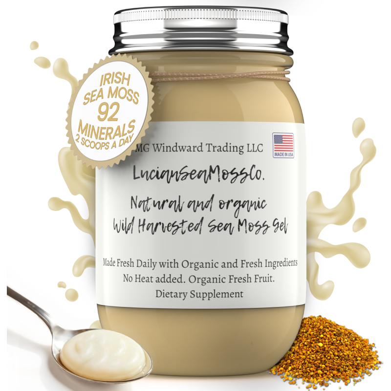 MG Windward Trading LLC Bee Pollen Infused Organic Sea Moss Gel Herbal Gel