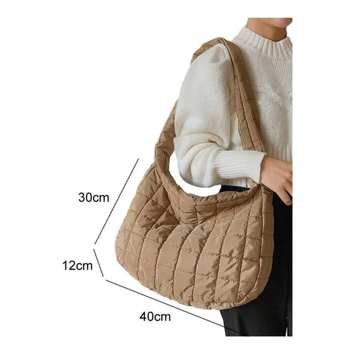 Beige Quilted Zipper Large Jennie  Shoulder Bag