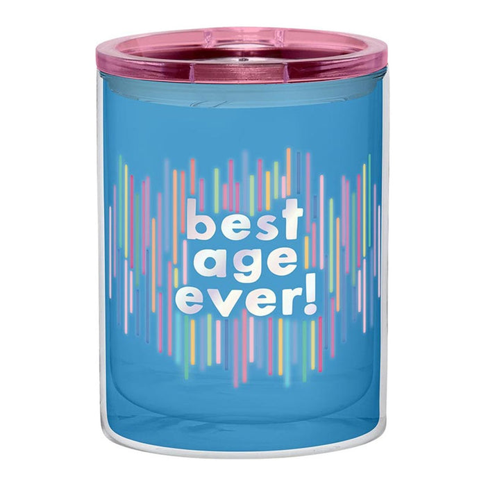 The Bullish Store - Best Age Ever Birthday Double-Wall Short Tumbler In Blue  | Insulated Acrylic Travel Tumbler With Lid