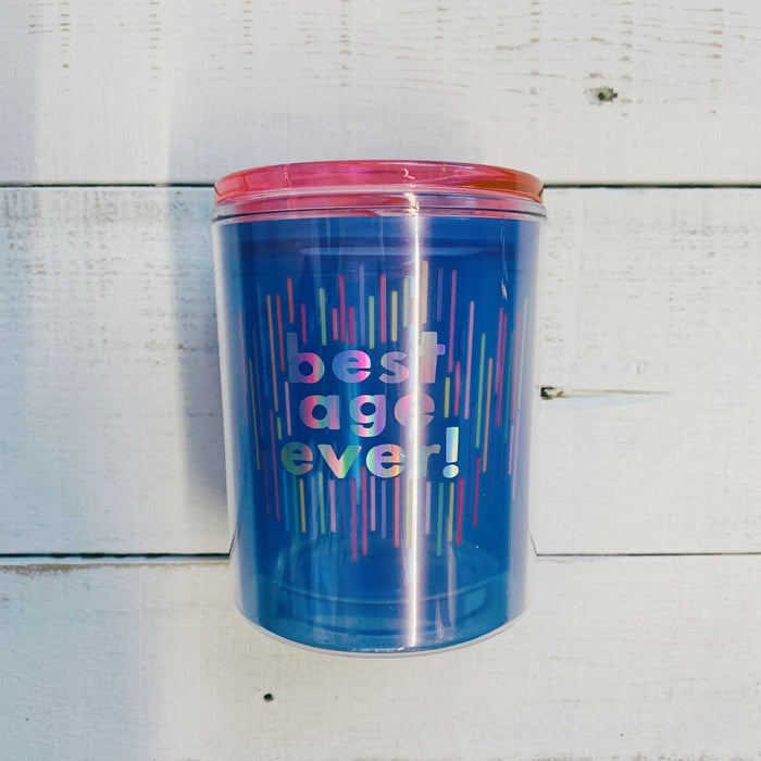 The Bullish Store - Best Age Ever Birthday Double-Wall Short Tumbler In Blue  | Insulated Acrylic Travel Tumbler With Lid