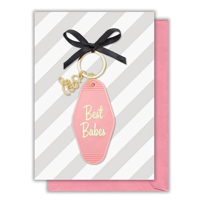 The Bullish Store - Best Babes Motel Style Keychain With Birthday Greeting Card