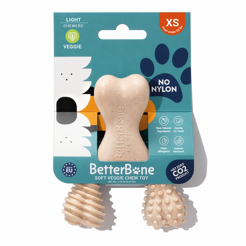 BetterBone All Natural Eco-Friendly Dog Chews & Bones BetterBone Mini Chew Toy Dog Toys White Smoke Mini / Light / Veggie